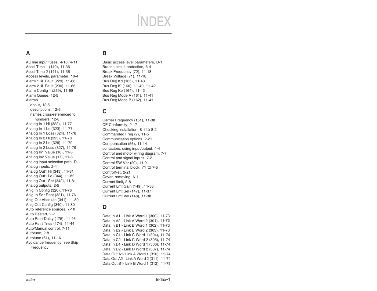 Ndex | Rockwell Automation SP600 User Manual Version 3.0 User Manual | Page 267 / 274