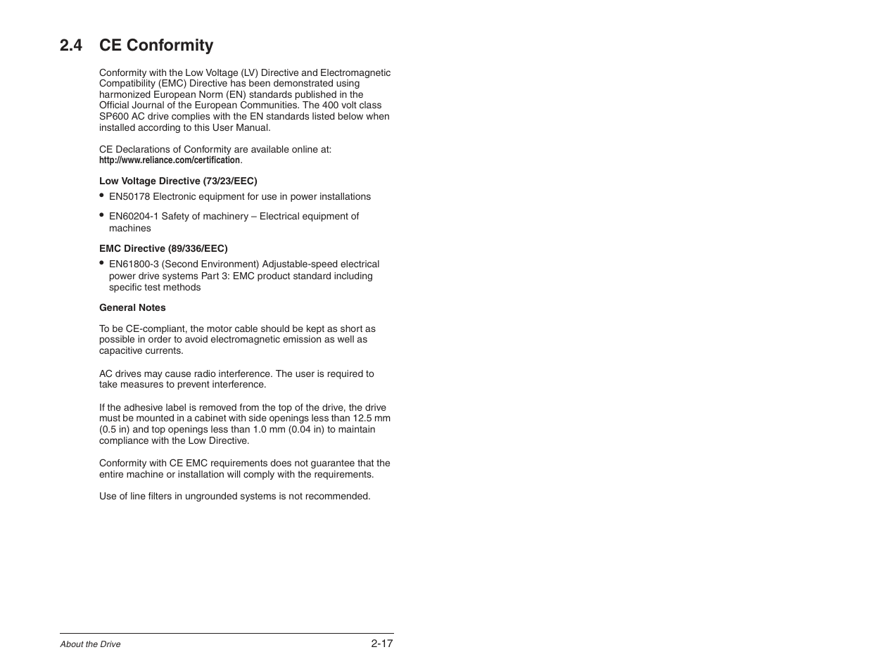 4 ce conformity | Rockwell Automation SP600 User Manual Version 3.0 User Manual | Page 31 / 274