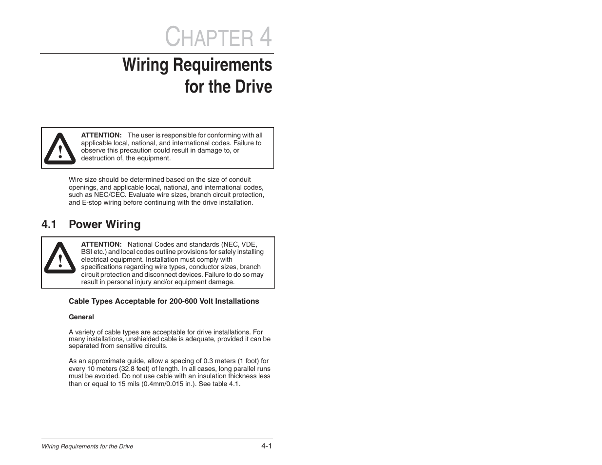 Hapter, Wiring requirements for the drive | Rockwell Automation SP600 User Manual Version 3.0 User Manual | Page 49 / 274
