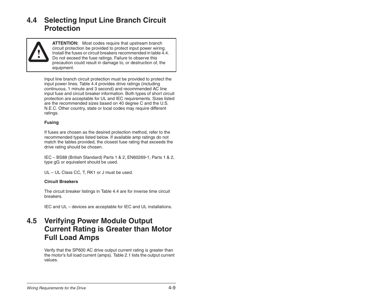 4 selecting input line branch circuit protection | Rockwell Automation SP600 User Manual Version 3.0 User Manual | Page 57 / 274