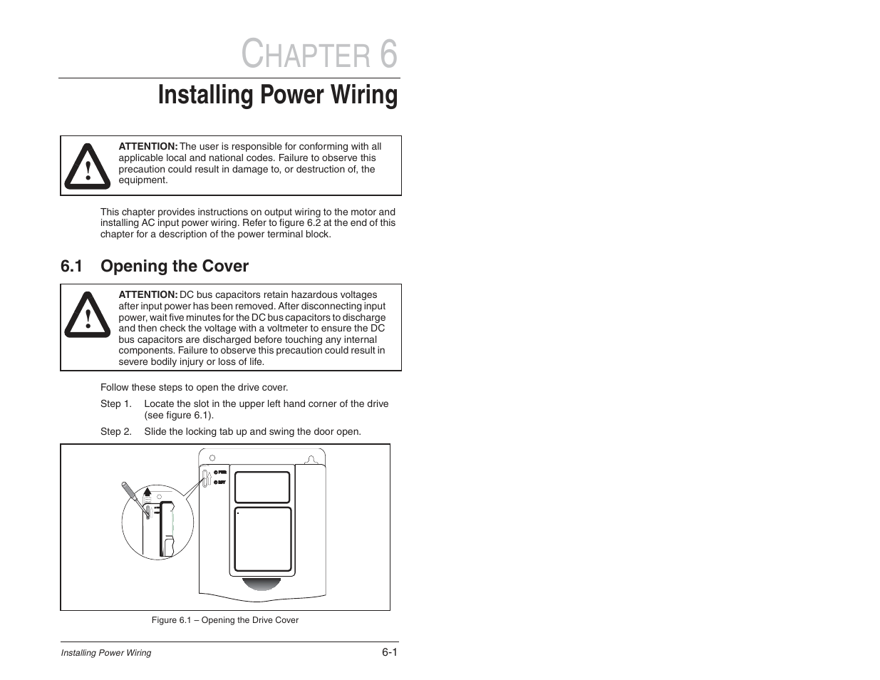 Hapter, Installing power wiring | Rockwell Automation SP600 User Manual Version 3.0 User Manual | Page 67 / 274