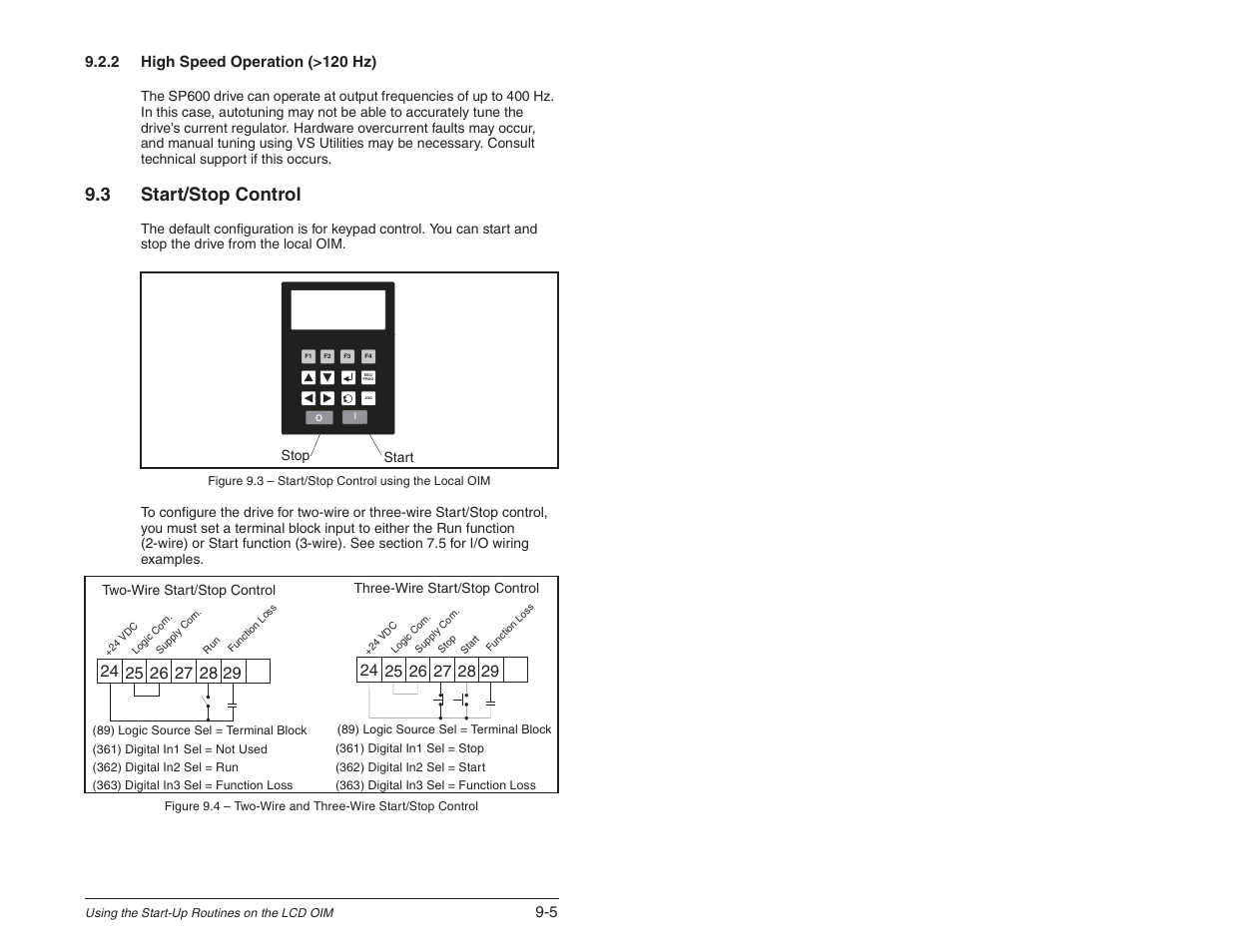 3 start/stop control, Text | Rockwell Automation SP600 User Manual Version 3.0 User Manual | Page 93 / 274