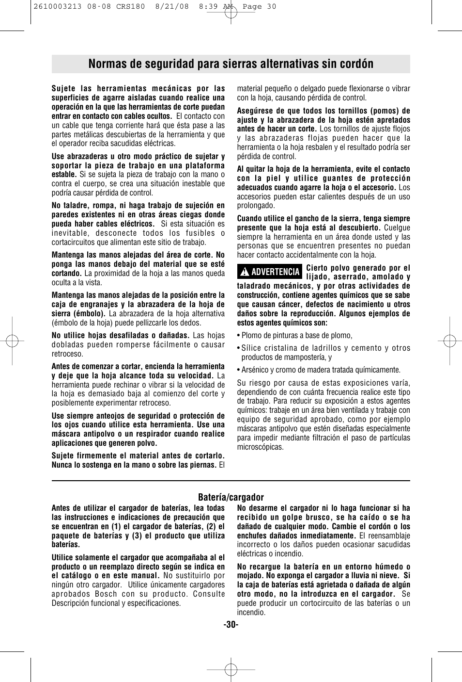 Bosch CRS180 User Manual | Page 30 / 44