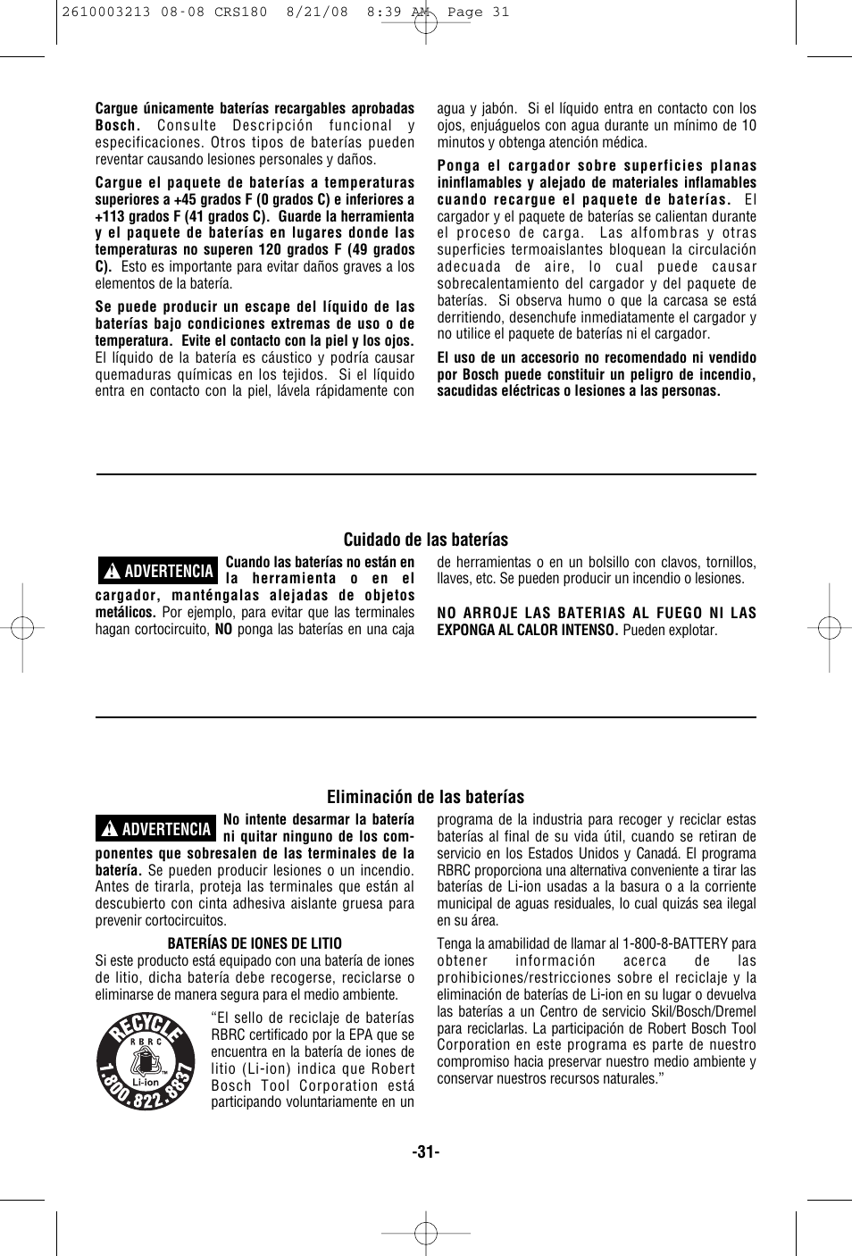 Bosch CRS180 User Manual | Page 31 / 44