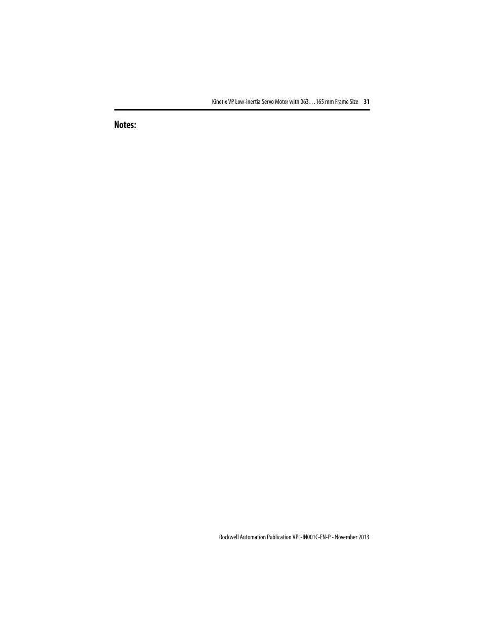 Rockwell Automation VPL-xxxx Kinetix VP Low-inertia Servo Motor 063…165 mm Frame  User Manual | Page 31 / 32