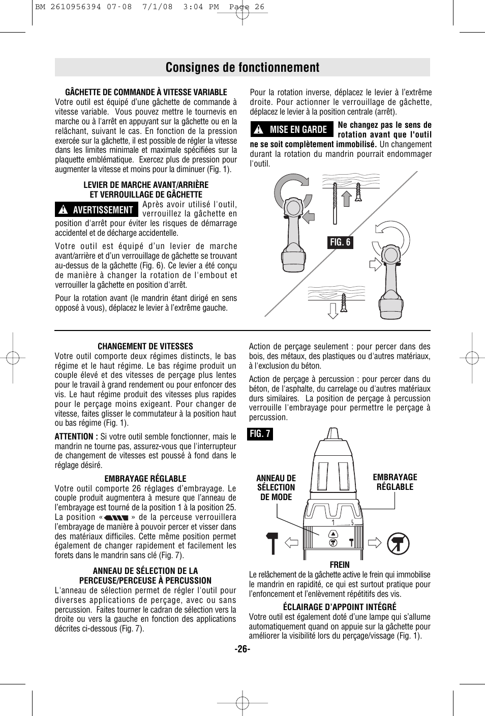 Consignes de fonctionnement | Bosch 17618 User Manual | Page 26 / 52