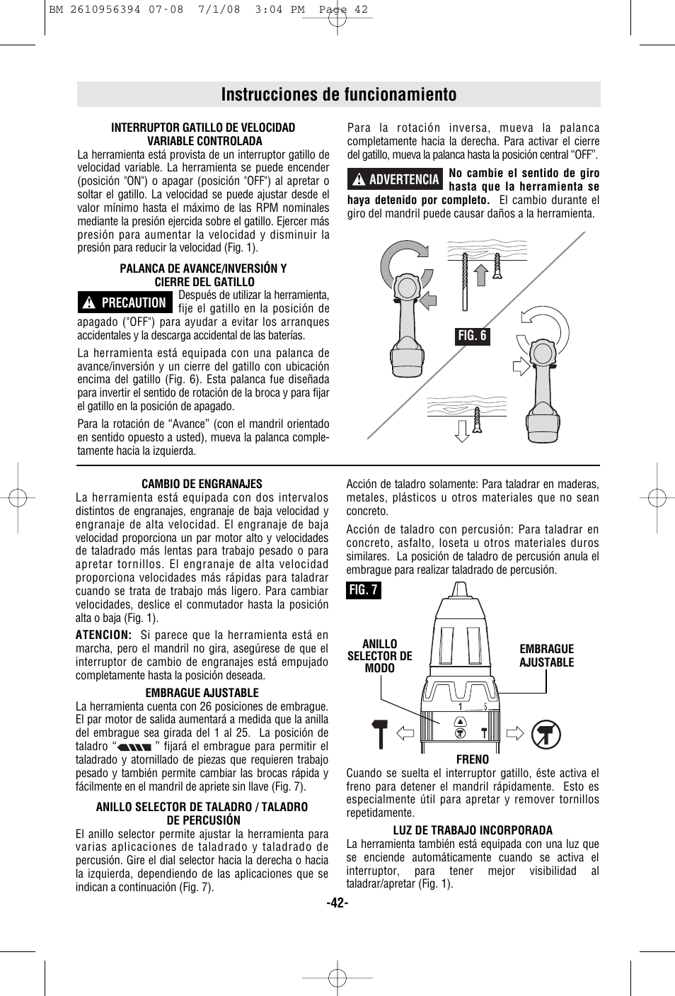 Instrucciones de funcionamiento | Bosch 17618 User Manual | Page 42 / 52