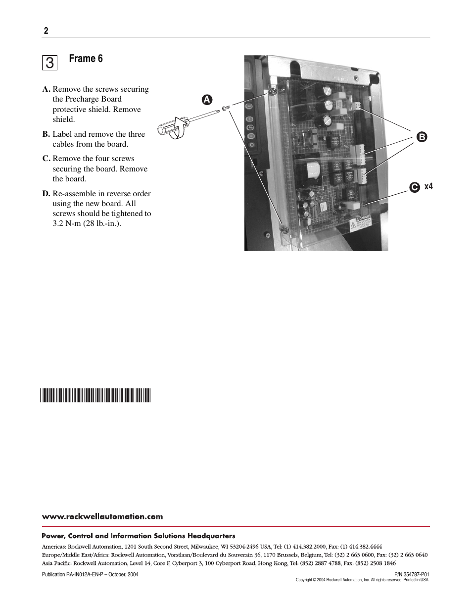 Frame 6 | Rockwell Automation GV3000 Precharge Board Replacement Instructions - AC Input, Frames 5 and 6 User Manual | Page 2 / 2