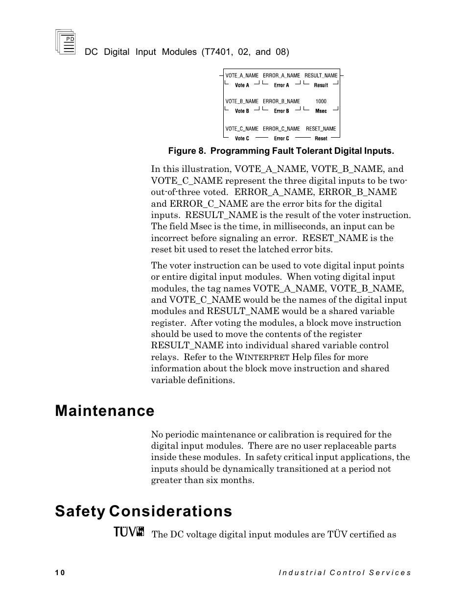 Maintenance, Safety considerations | Rockwell Automation T7408 ICS Regent+Plus DC Digital Input Modules 24VDC, 48VDC and 120VDC User Manual | Page 10 / 13