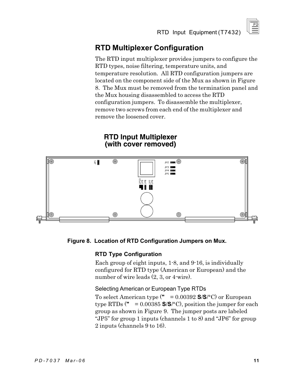 Rtd multiplexer configuration | Rockwell Automation T743x-xx ICS Regent+Plus RTD Input Equipment User Manual | Page 11 / 26
