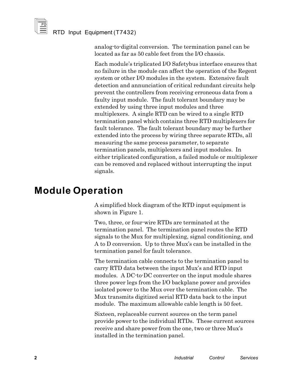 Module operation | Rockwell Automation T743x-xx ICS Regent+Plus RTD Input Equipment User Manual | Page 2 / 26