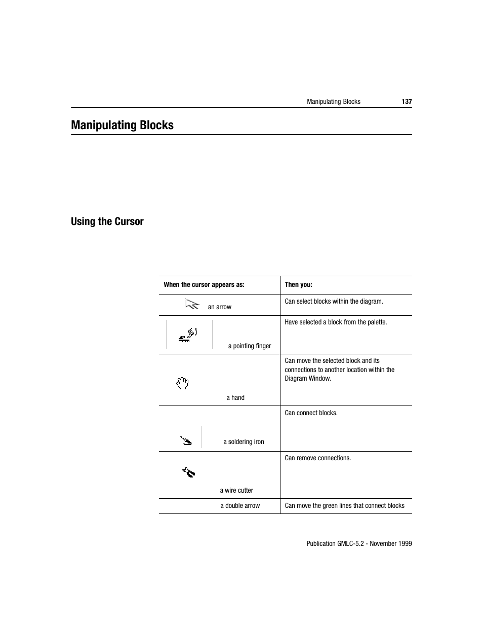 Manipulating blocks, Using the cursor | Rockwell Automation GMLC Reference Manual User Manual | Page 174 / 958