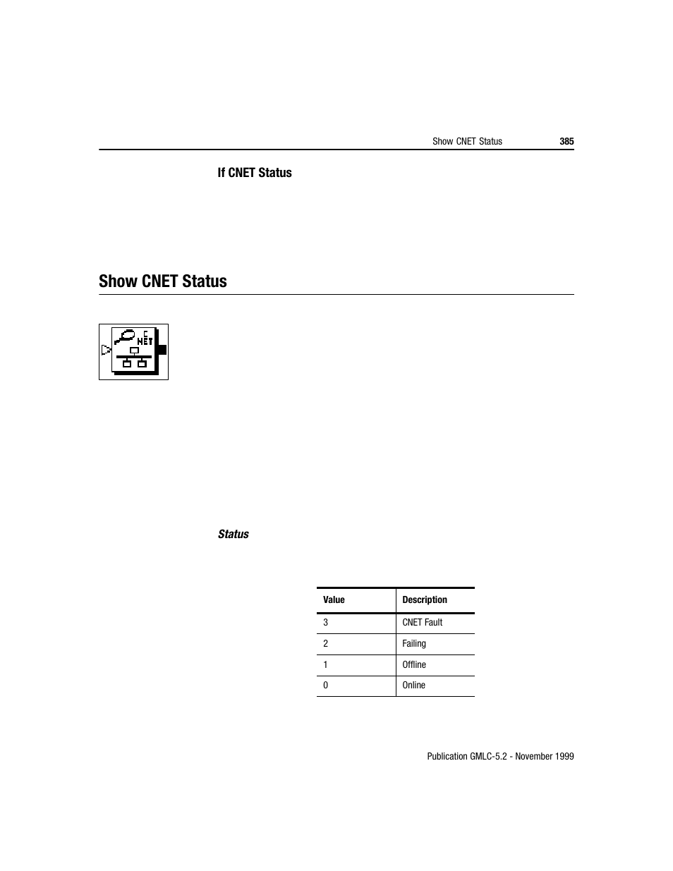 Show cnet status | Rockwell Automation GMLC Reference Manual User Manual | Page 422 / 958