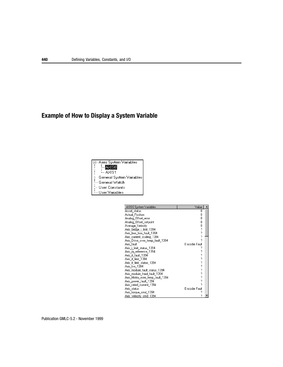 Example of how to display a system variable | Rockwell Automation GMLC Reference Manual User Manual | Page 477 / 958