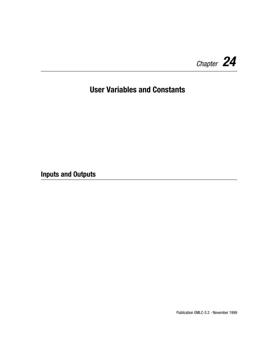 User variables and constants, Chapter, Inputs and outputs | Rockwell Automation GMLC Reference Manual User Manual | Page 494 / 958