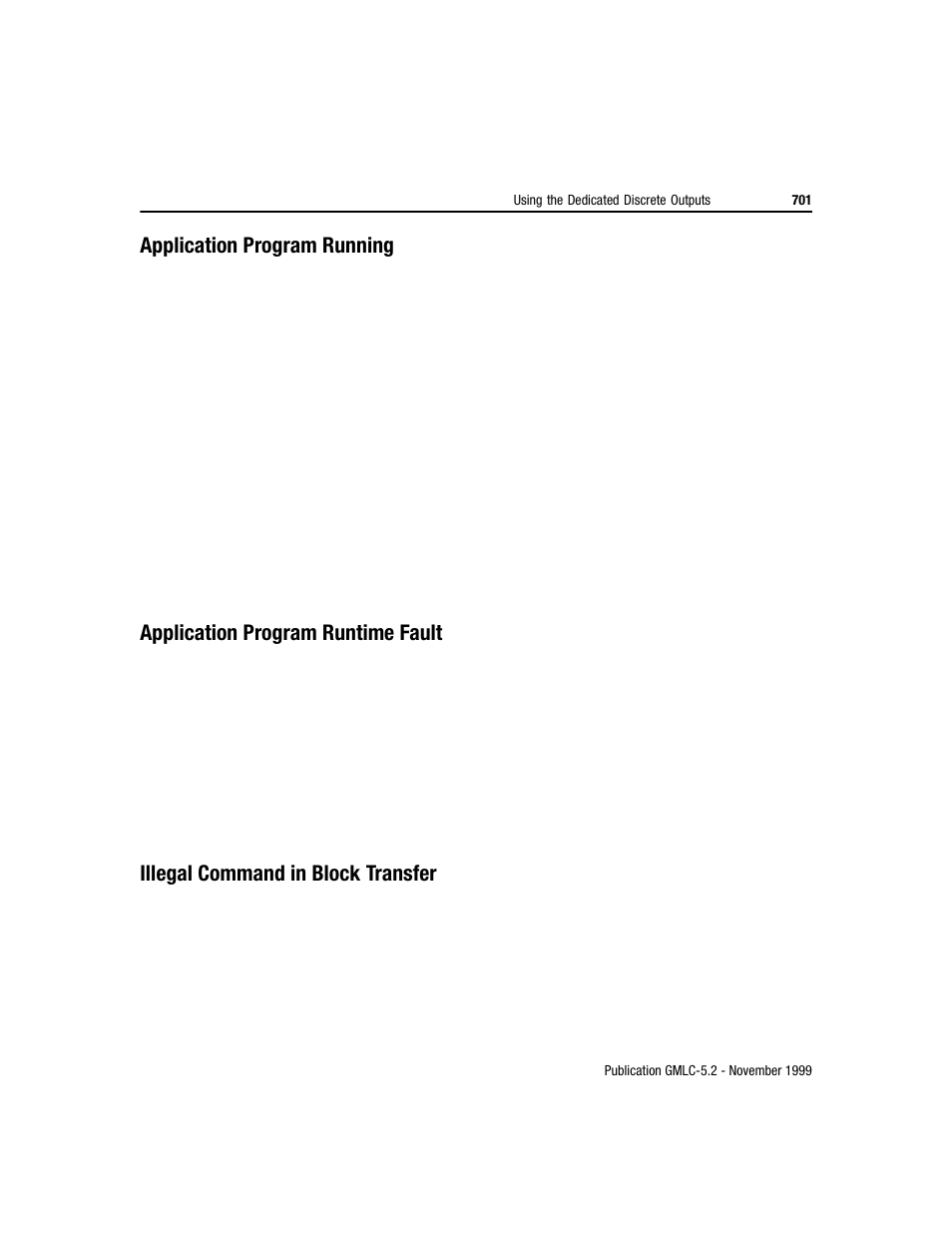 Application program running, Application program runtime fault, Illegal command in block transfer | Rockwell Automation GMLC Reference Manual User Manual | Page 738 / 958