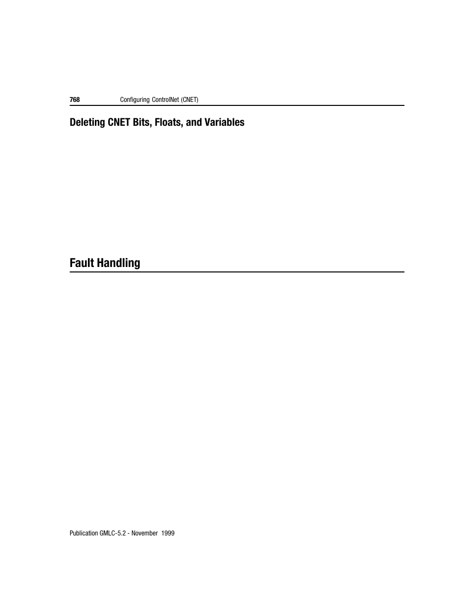 Fault handling, Deleting cnet bits, floats, and variables | Rockwell Automation GMLC Reference Manual User Manual | Page 805 / 958