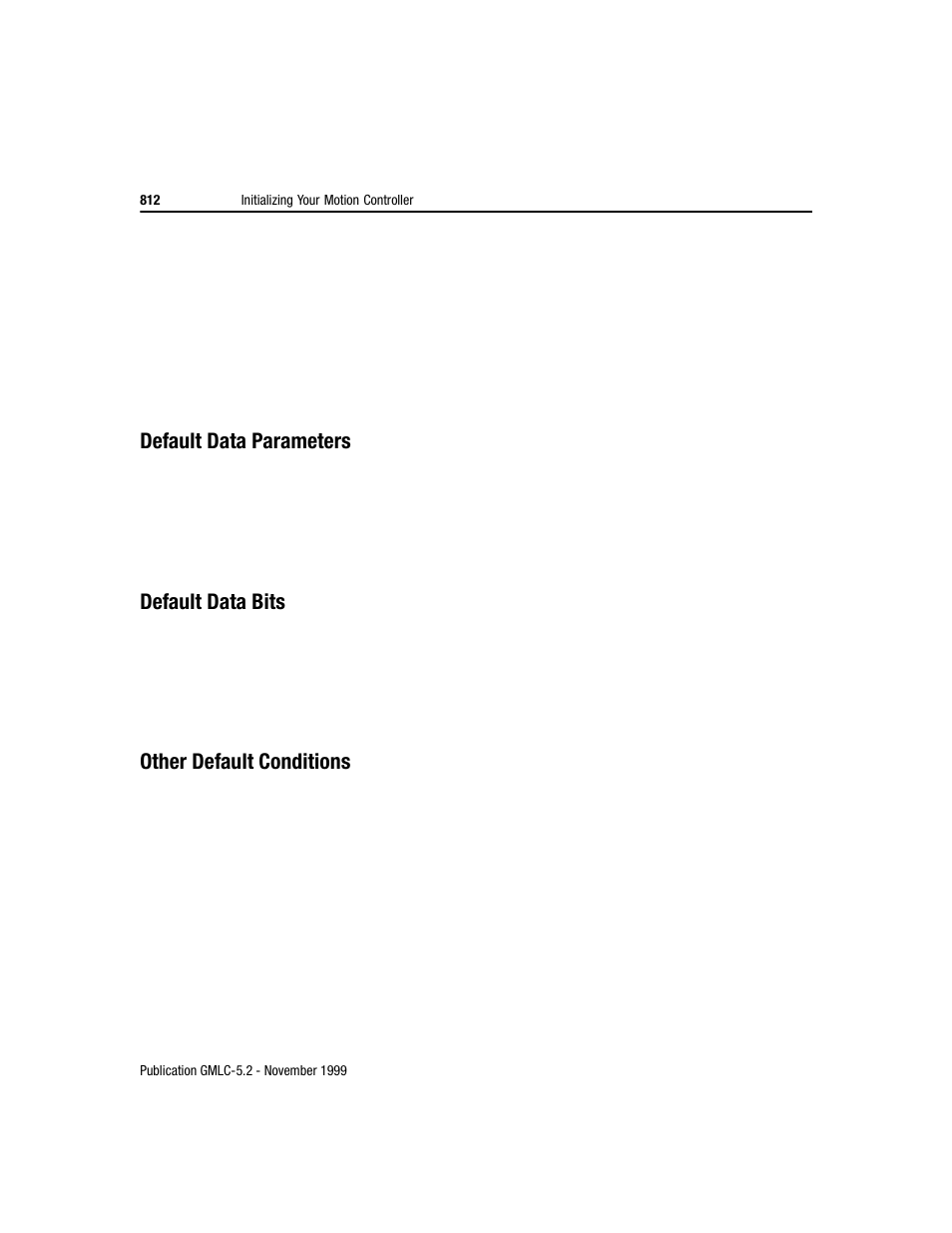 Default data parameters, Default data bits, Other default conditions | Rockwell Automation GMLC Reference Manual User Manual | Page 849 / 958
