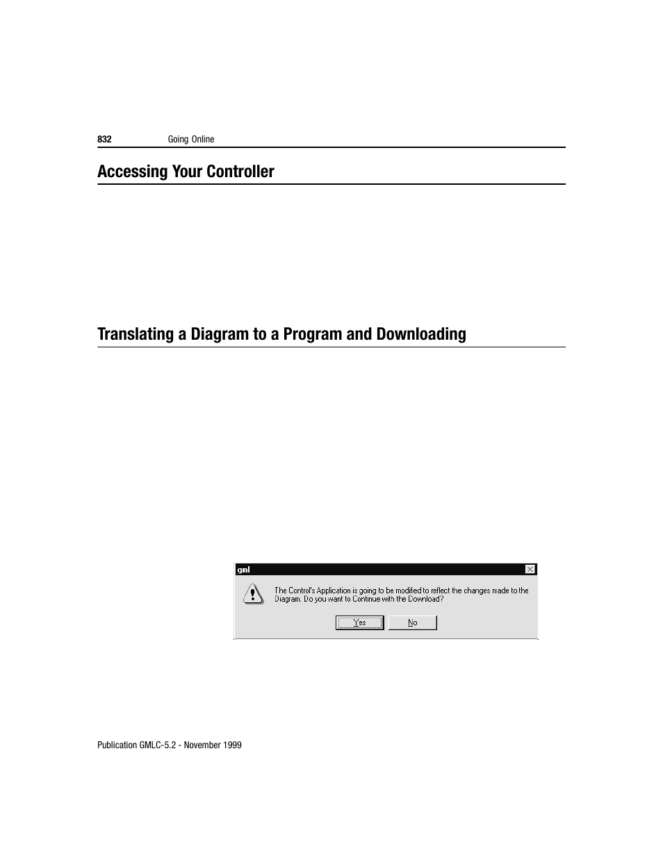 Accessing your controller, Translating a diagram to a program and downloading | Rockwell Automation GMLC Reference Manual User Manual | Page 869 / 958