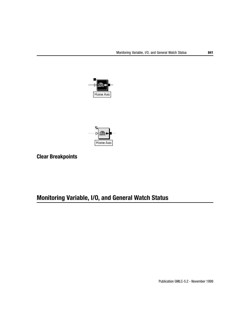 Monitoring variable, i/o, and general watch status, Clear breakpoints | Rockwell Automation GMLC Reference Manual User Manual | Page 878 / 958