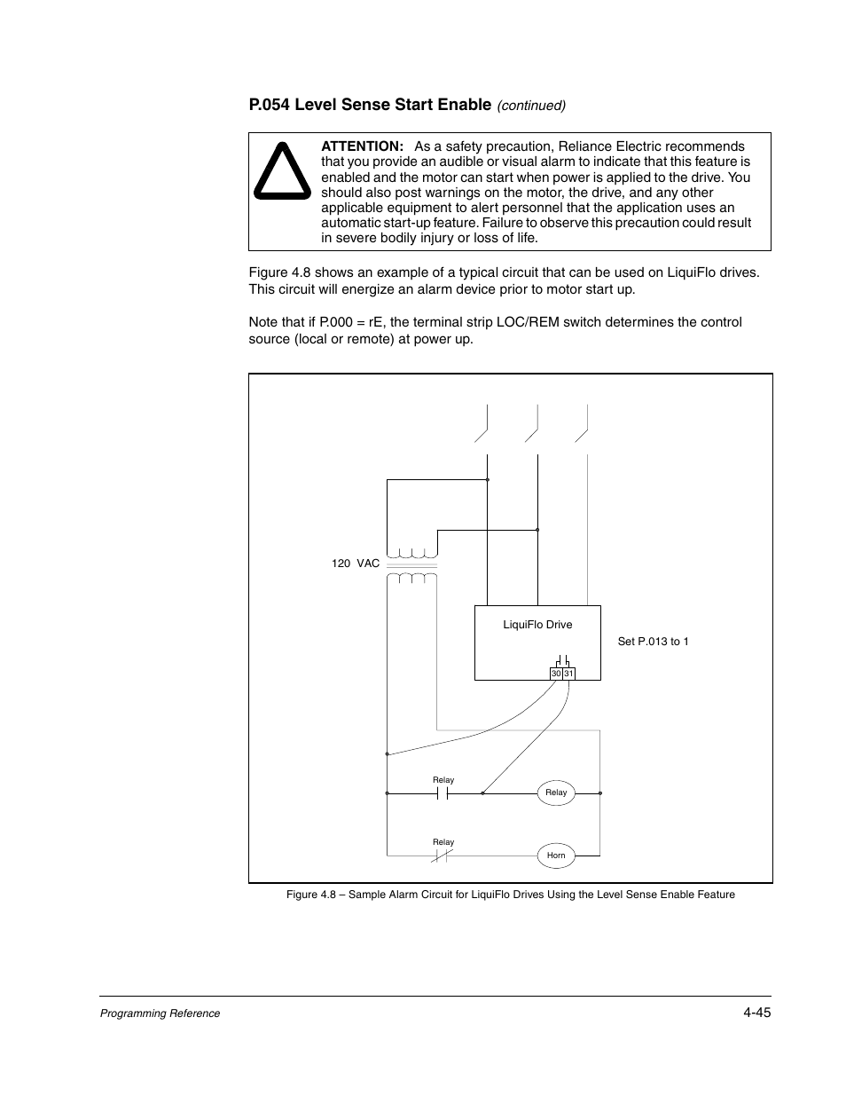 P.054 level sense start enable | Rockwell Automation Liqui-Flo AC GP Vector Drive Version 6.4 User Manual | Page 127 / 226