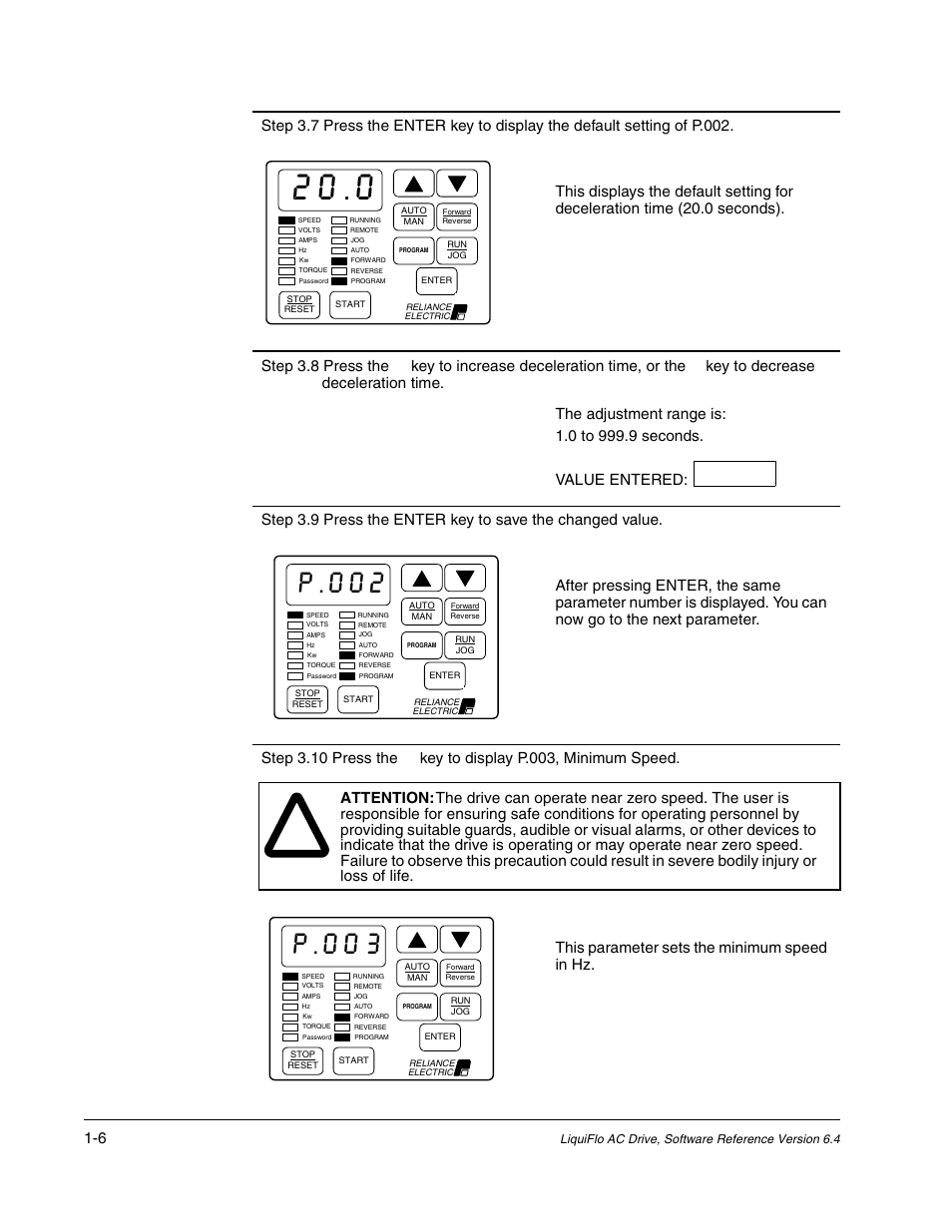 P.002, P.003 | Rockwell Automation Liqui-Flo AC GP Vector Drive Version 6.4 User Manual | Page 16 / 226