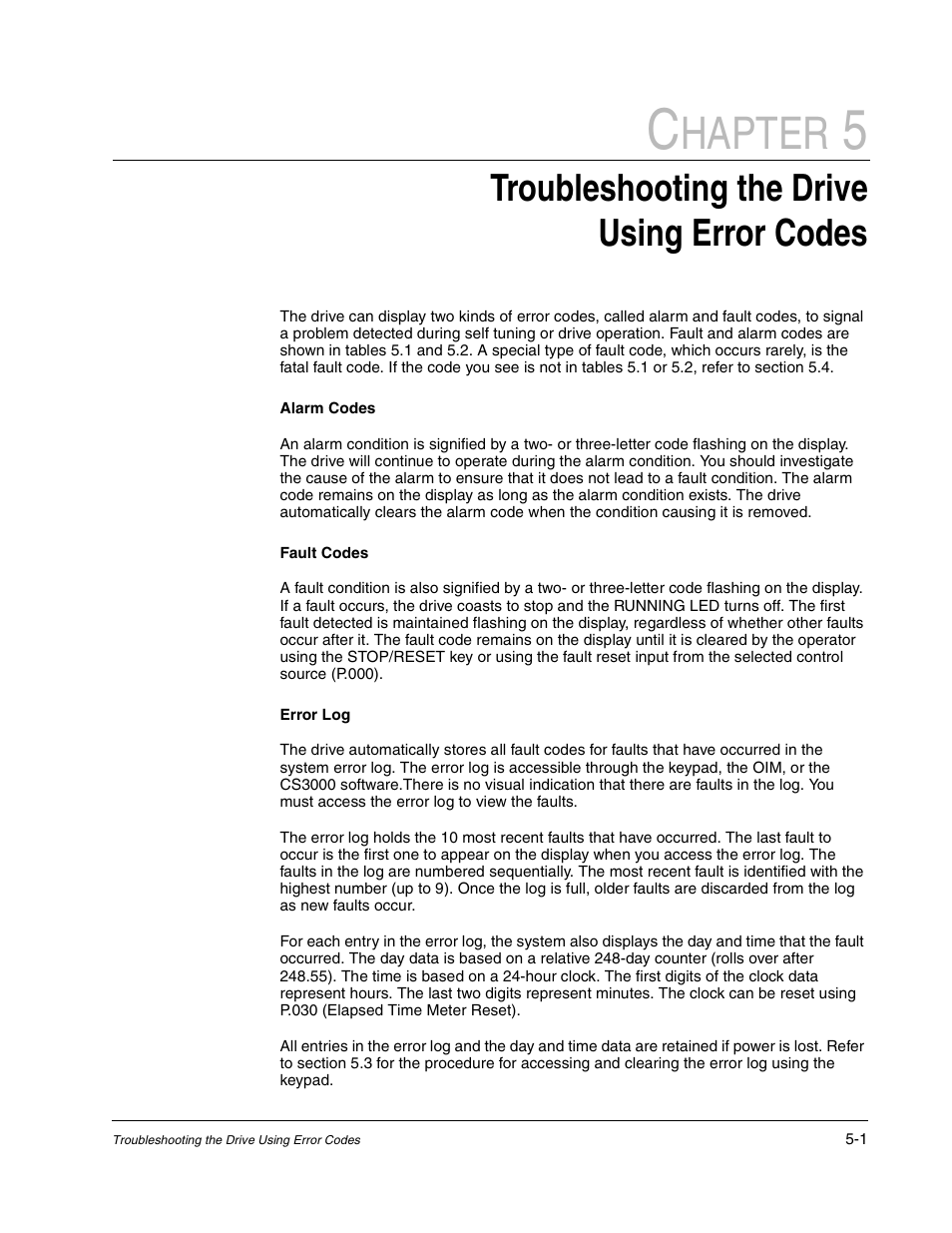 Hapter, Troubleshooting the drive using error codes | Rockwell Automation Liqui-Flo AC GP Vector Drive Version 6.4 User Manual | Page 173 / 226