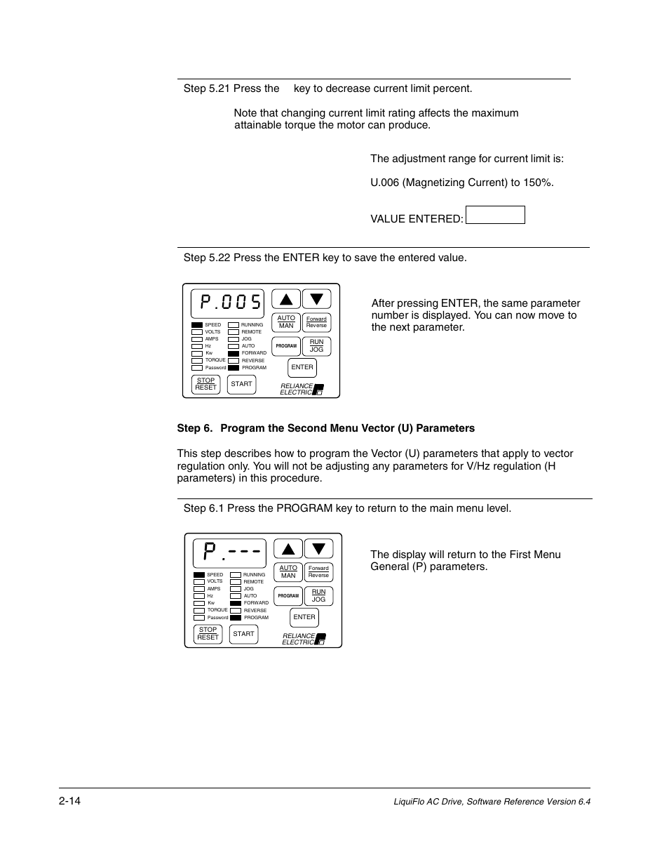 P.005 | Rockwell Automation Liqui-Flo AC GP Vector Drive Version 6.4 User Manual | Page 48 / 226