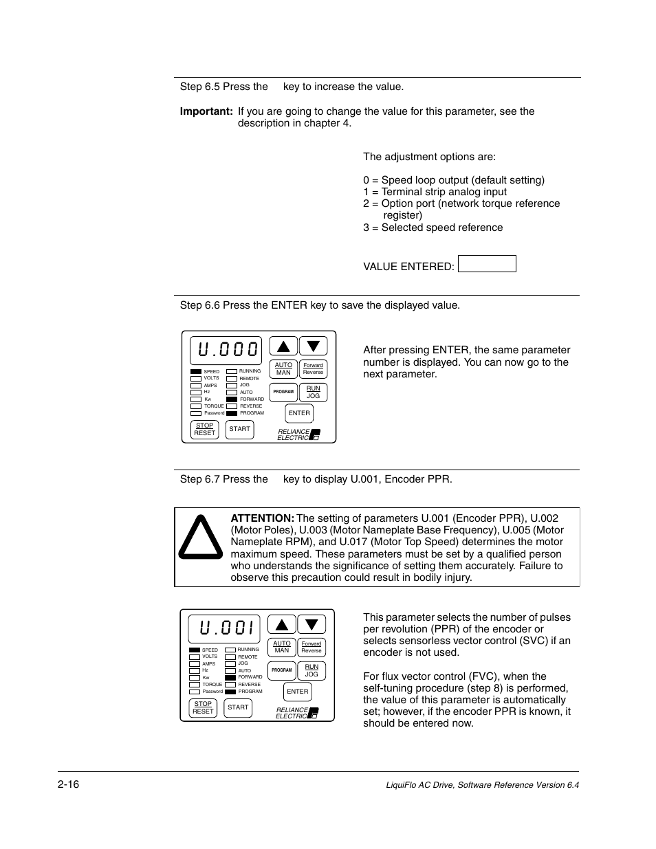 U.000, U.00i | Rockwell Automation Liqui-Flo AC GP Vector Drive Version 6.4 User Manual | Page 50 / 226
