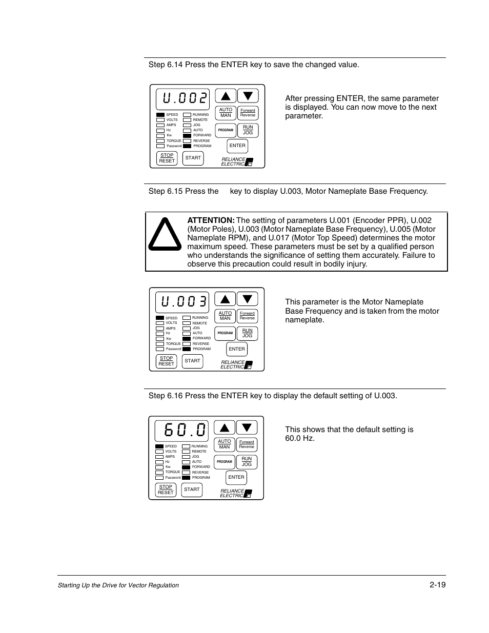 U.002, U.003 | Rockwell Automation Liqui-Flo AC GP Vector Drive Version 6.4 User Manual | Page 53 / 226