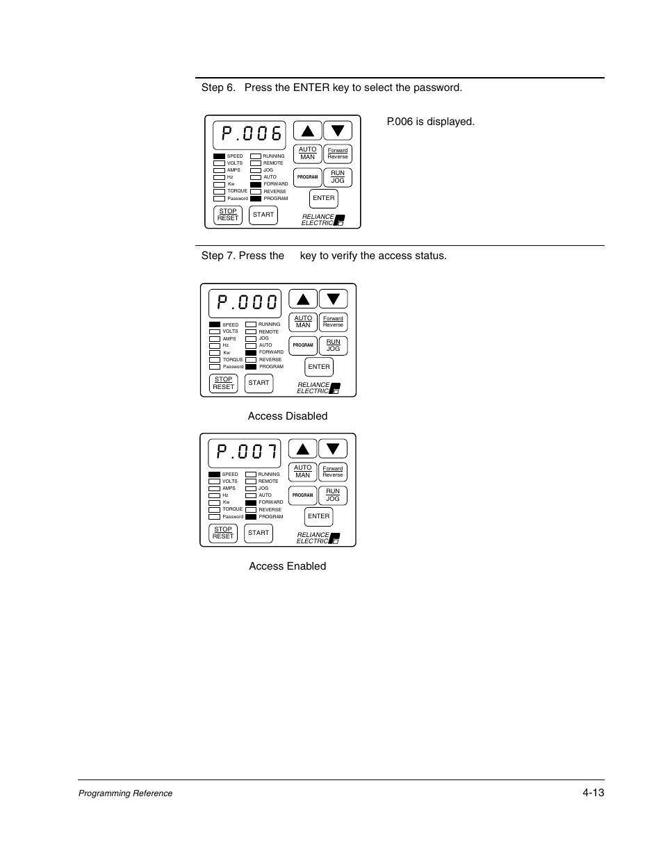 P.006, P.000, P.007 | Programming reference | Rockwell Automation Liqui-Flo AC GP Vector Drive Version 6.4 User Manual | Page 95 / 226
