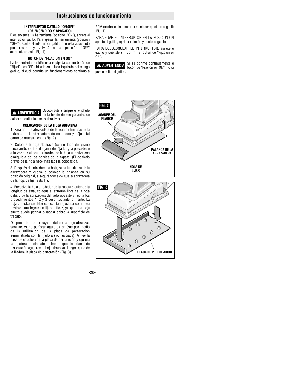 Instrucciones de funcionamiento | Bosch 1293d User Manual | Page 20 / 24