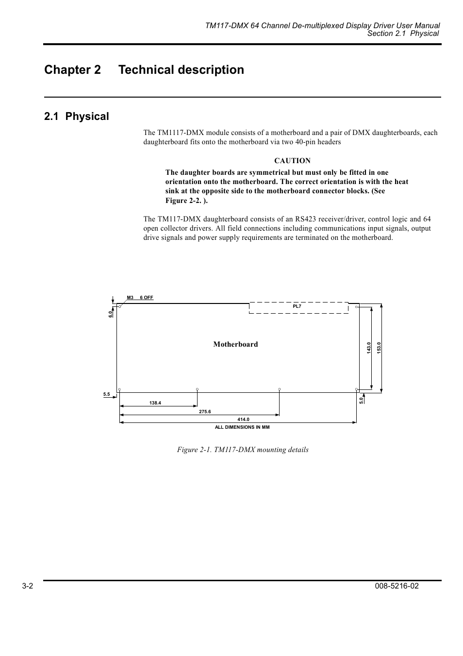 Chapter 2 technical description, 1 physical | Rockwell Automation TM117-DMX Channel De-multiplexed Display Driver User Manual | Page 7 / 8