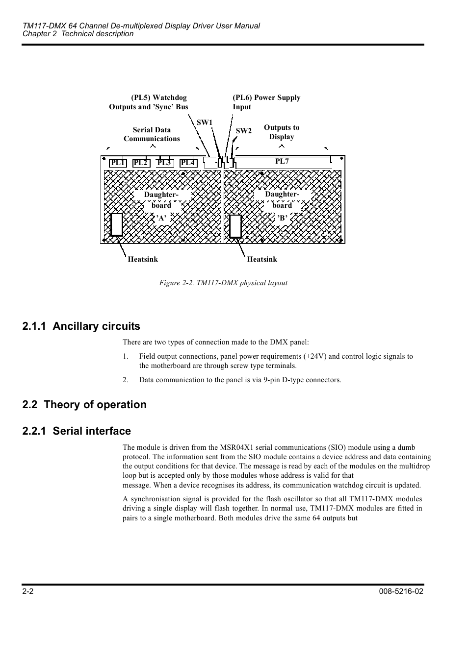 1 ancillary circuits, 2 theory of operation 2.2.1 serial interface | Rockwell Automation TM117-DMX Channel De-multiplexed Display Driver User Manual | Page 8 / 8