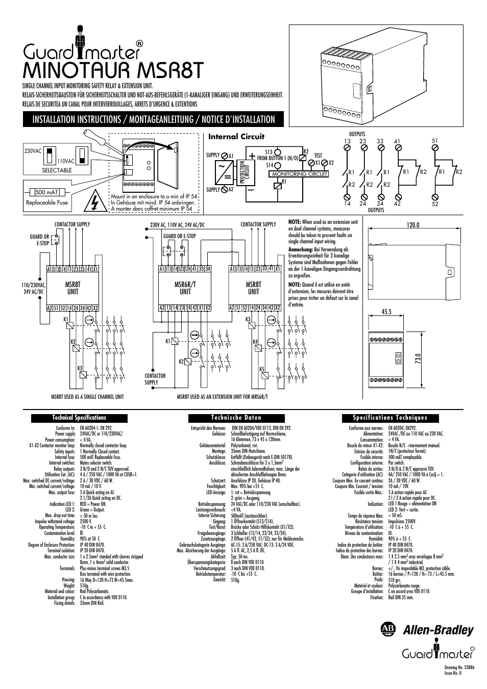 Rockwell Automation 440R MSR8T Minotaur Safety Relay User Manual | 1 page
