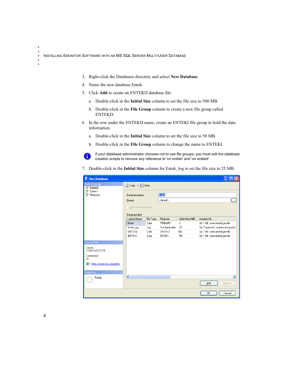 Rockwell Automation Emonitor with an MS SQL Networked Database User Manual | Page 12 / 44