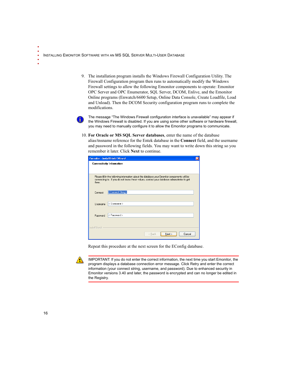 Rockwell Automation Emonitor with an MS SQL Networked Database User Manual | Page 20 / 44