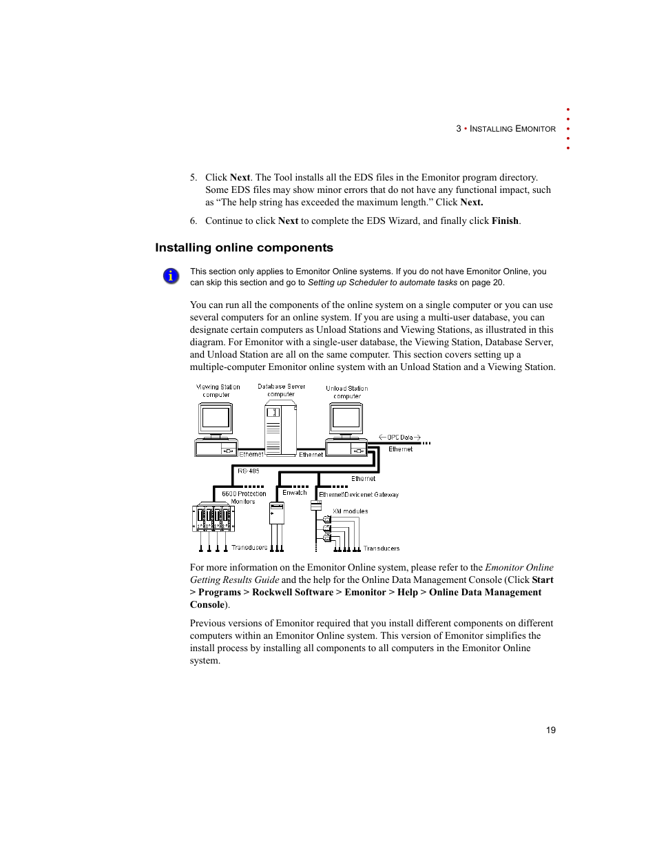 Installing online components | Rockwell Automation Emonitor with an MS SQL Networked Database User Manual | Page 23 / 44
