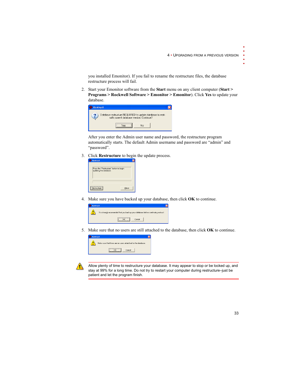 Rockwell Automation Emonitor with an MS SQL Networked Database User Manual | Page 37 / 44