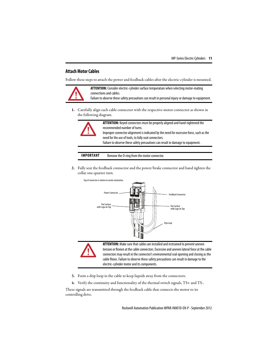 Attach motor cables | Rockwell Automation MPAR Electric Cylinders  User Manual | Page 11 / 48