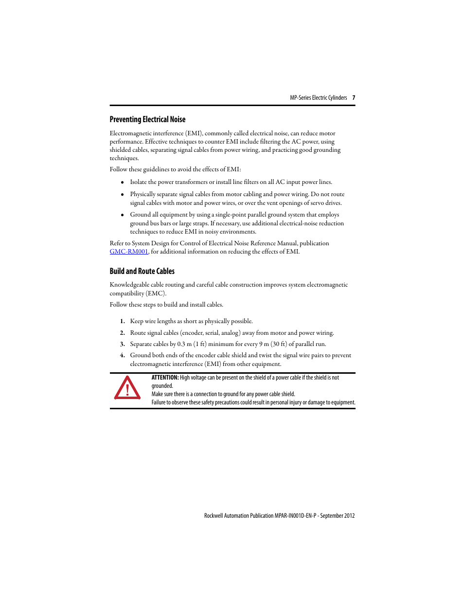 Preventing electrical noise, Build and route cables | Rockwell Automation MPAR Electric Cylinders  User Manual | Page 7 / 48