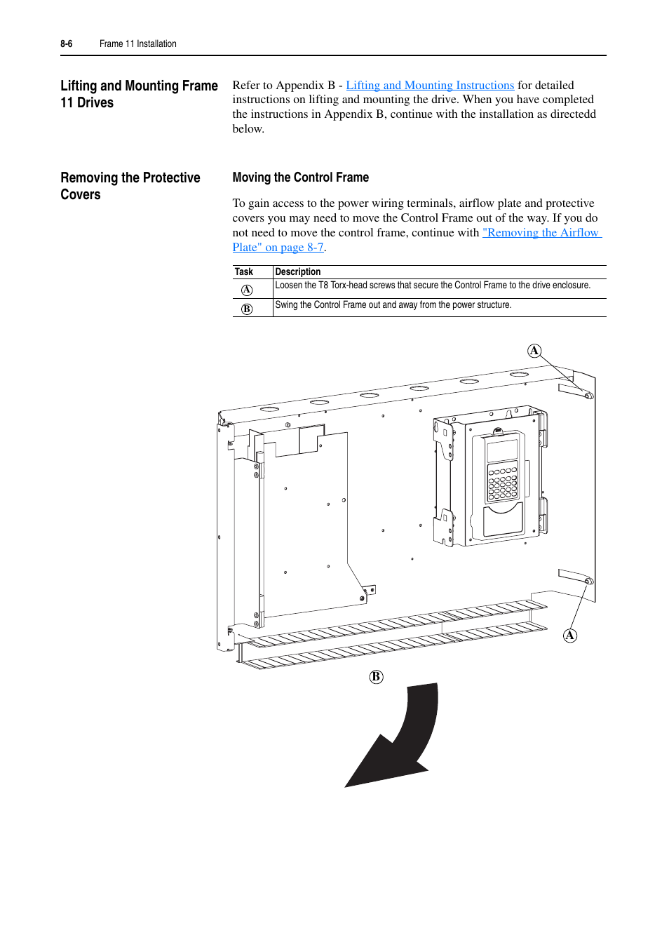 Lifting and mounting frame 11 drives, Removing the protective covers | Rockwell Automation 20D PowerFlex 700H and 700S Frame 9-14 Drives Installation - A4 Size User Manual | Page 104 / 242