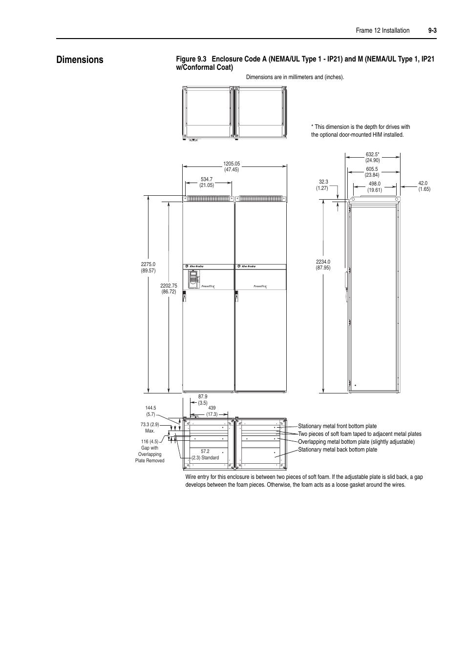 Dimensions, Dimensions -3 | Rockwell Automation 20D PowerFlex 700H and 700S Frame 9-14 Drives Installation - A4 Size User Manual | Page 117 / 242