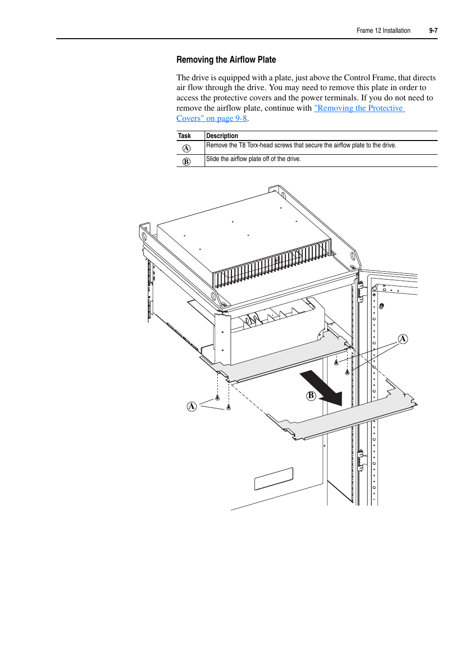 Nue with, Removing the airflow | Rockwell Automation 20D PowerFlex 700H and 700S Frame 9-14 Drives Installation - A4 Size User Manual | Page 121 / 242