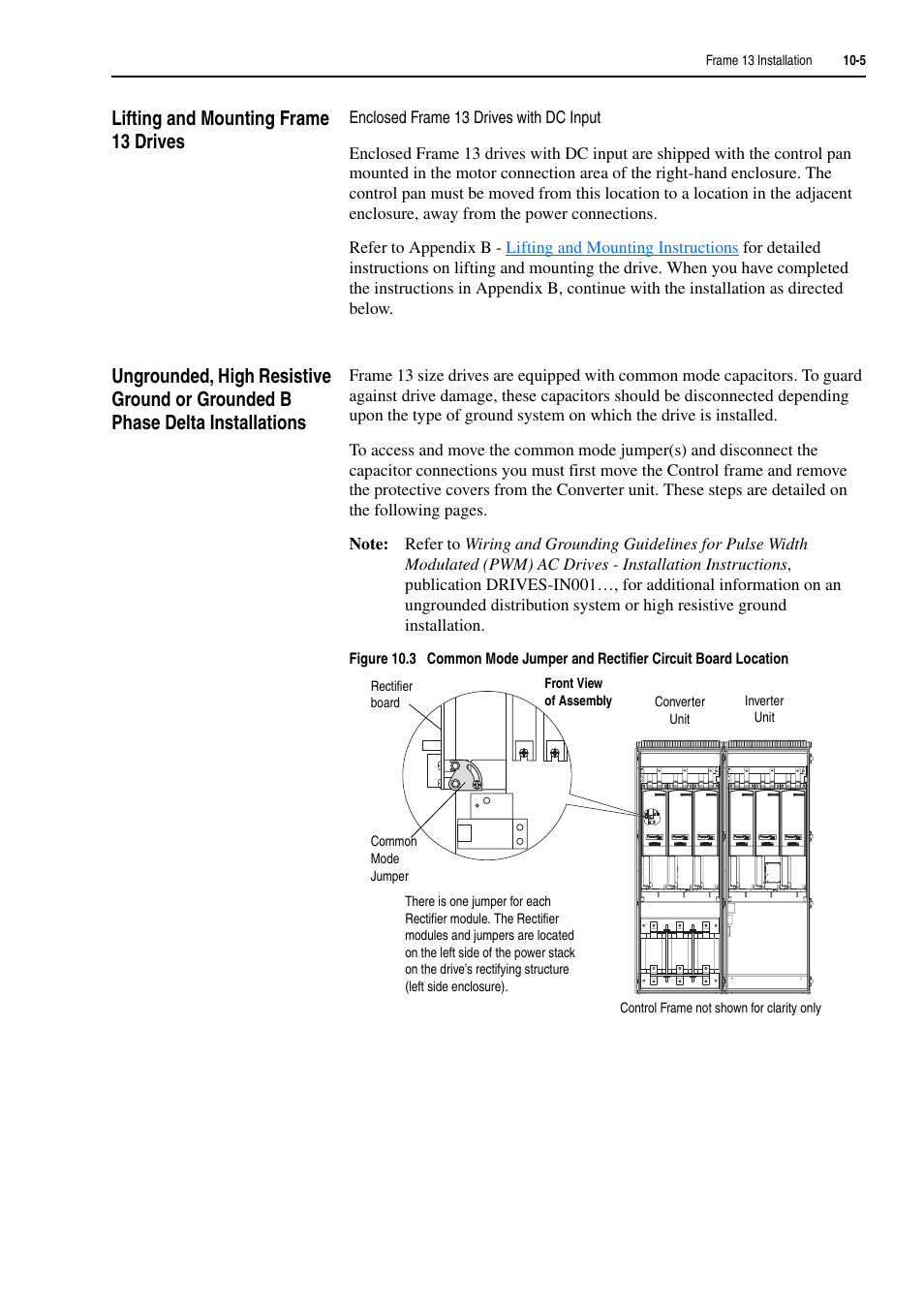 Lifting and mounting frame 13 drives | Rockwell Automation 20D PowerFlex 700H and 700S Frame 9-14 Drives Installation - A4 Size User Manual | Page 137 / 242