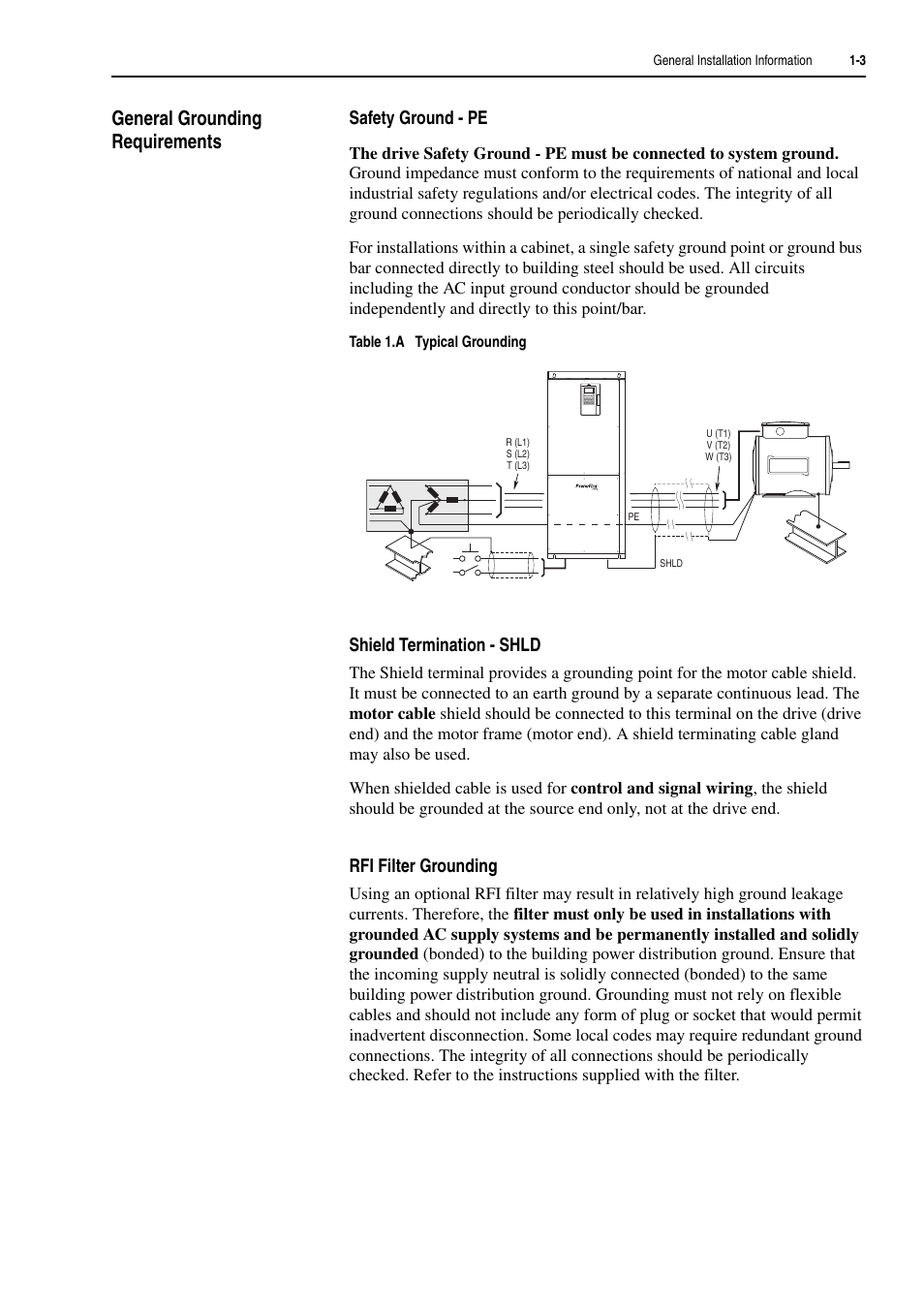 General grounding requirements, General grounding requirements -3 | Rockwell Automation 20D PowerFlex 700H and 700S Frame 9-14 Drives Installation - A4 Size User Manual | Page 17 / 242