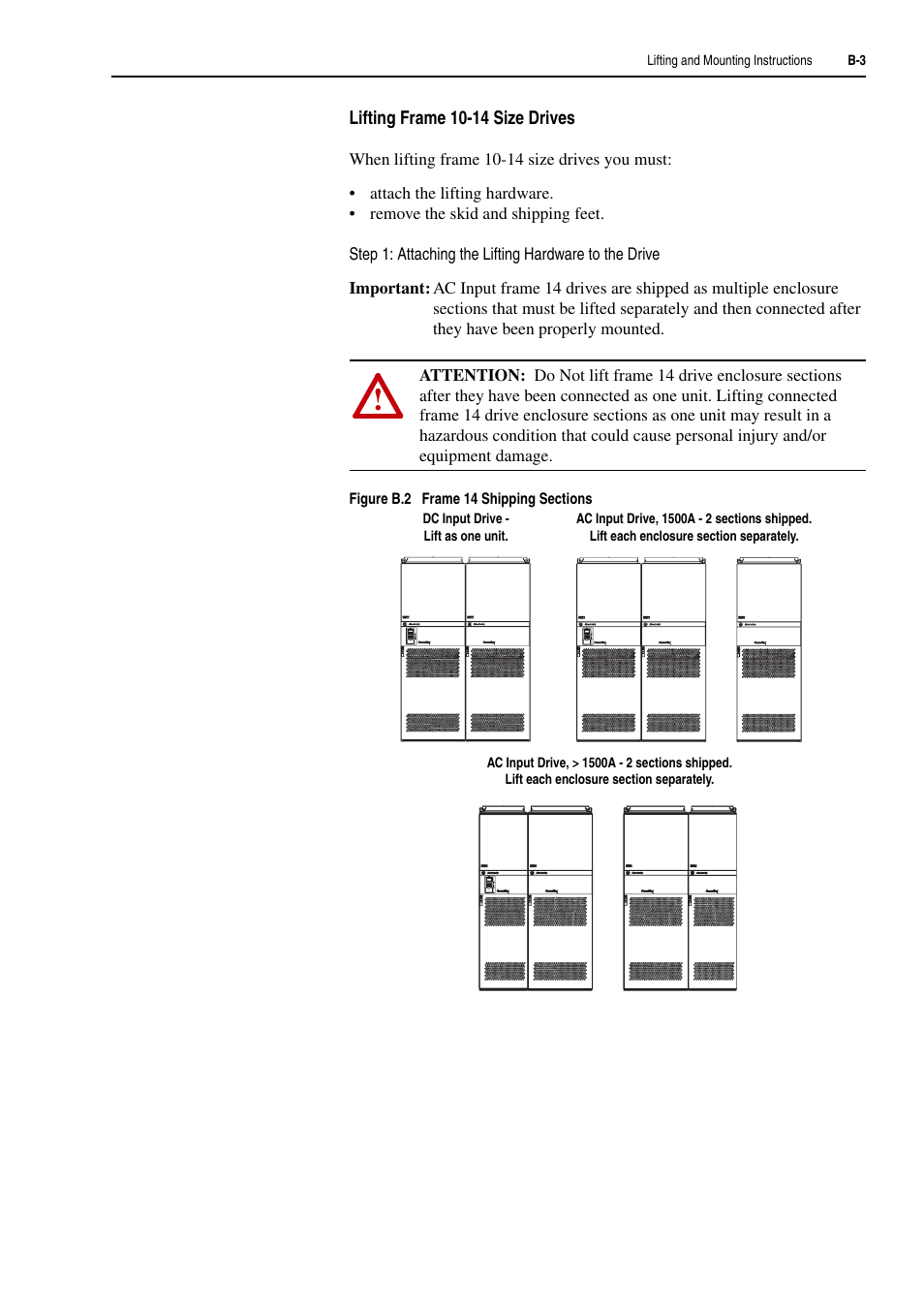 Lifting frame | Rockwell Automation 20D PowerFlex 700H and 700S Frame 9-14 Drives Installation - A4 Size User Manual | Page 199 / 242