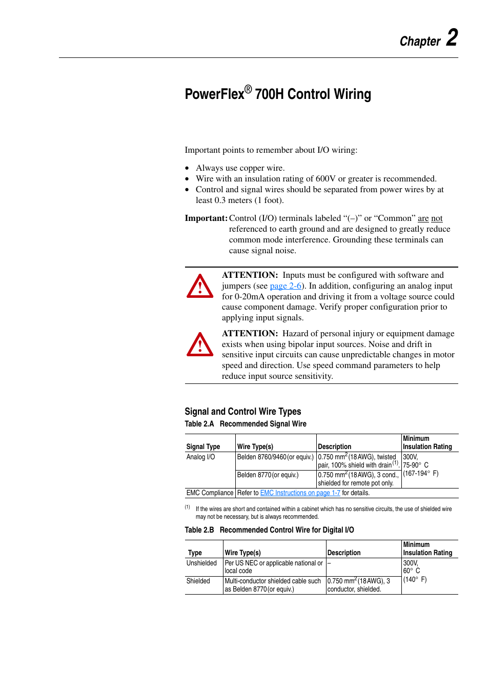 Chapter 2, Powerflex® 700h control wiring, Powerflex | 700h control wiring, Chapter | Rockwell Automation 20D PowerFlex 700H and 700S Frame 9-14 Drives Installation - A4 Size User Manual | Page 27 / 242