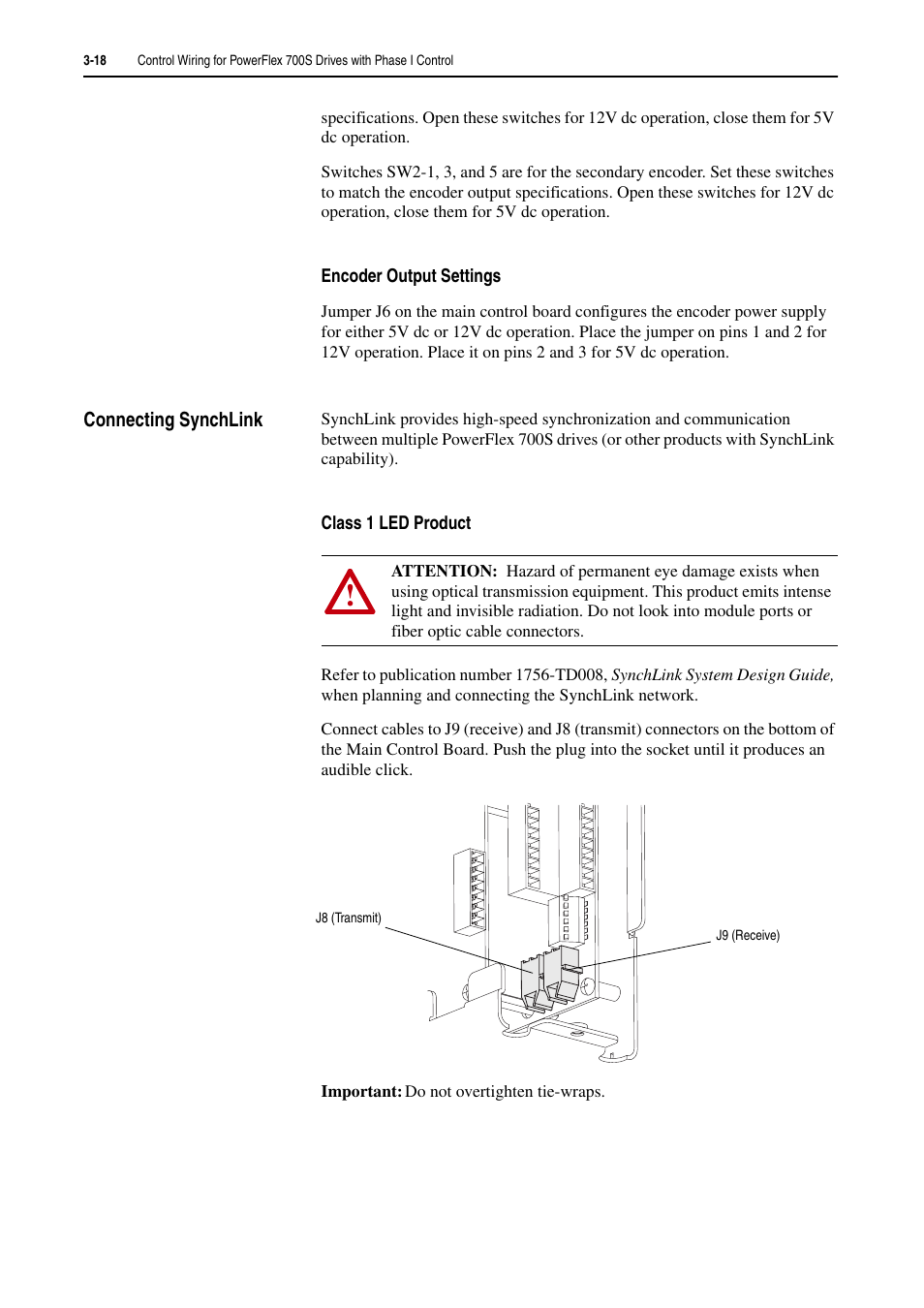 Connecting synchlink, Connecting synchlink -18 | Rockwell Automation 20D PowerFlex 700H and 700S Frame 9-14 Drives Installation - A4 Size User Manual | Page 56 / 242