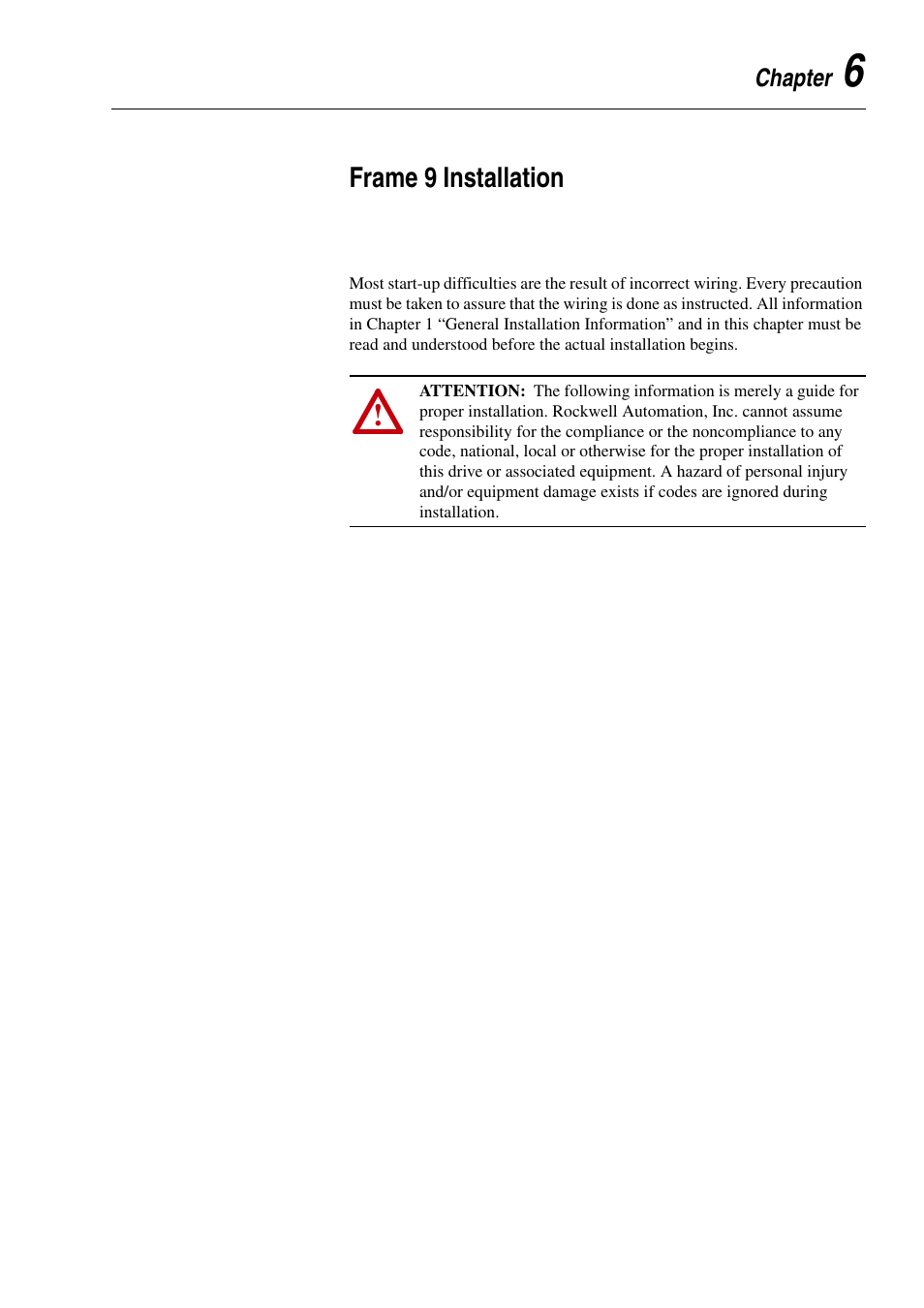 Chapter 6, Frame 9 installation | Rockwell Automation 20D PowerFlex 700H and 700S Frame 9-14 Drives Installation - A4 Size User Manual | Page 77 / 242